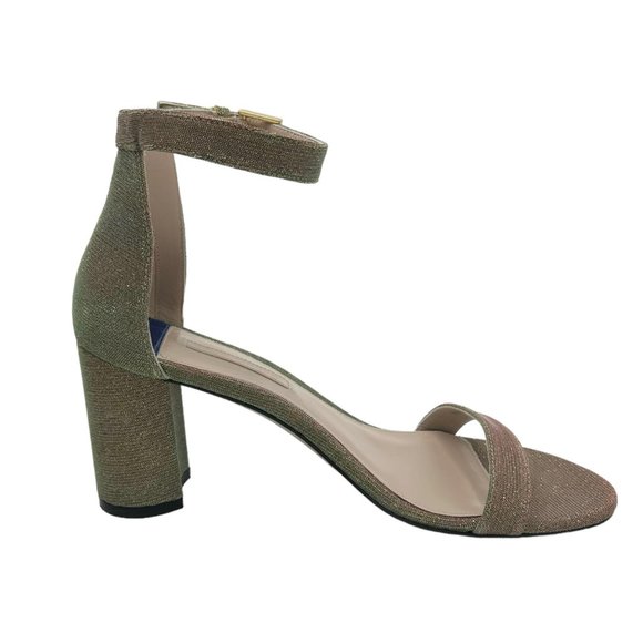 Stuart Weitzman Nearlynude Gold Glitter Heeled Sandals - Picture 3 of 11